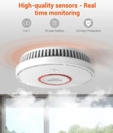 Picture of Jemay 10-Year Smoke and Carbon Monoxide Detector, Dual Sensor Smoke CO Alarm with Built-in Battery and Silence Function,AW183-A,1 Pack