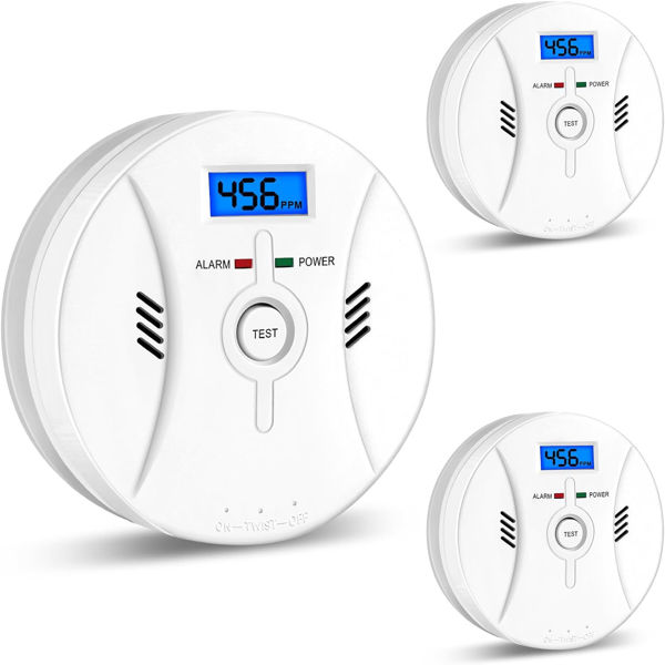 Picture of 3-Pack Carbon Monoxide Detectors，Smoke Detector，2 in 1 CO & Smoke Alarm，Smoke Combination CO Alarm,Fire CO for Alarm for Home and Kitchen,LED Screen, CO Carbon Monoxide & Smoke Alarm,3-Pack