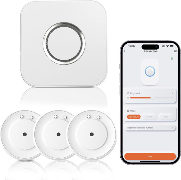 Picture of Besimlive Water Leak Detectors for Home, WiFi Smart Sensor Water Alarm Leak Detector SMS & APP Real-time Notification, Remote APP Control 100dB Adjustable Alarm, w/Alexa Google Assistant for Basement