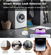 Picture of Besimlive Water Leak Detectors for Home, WiFi Smart Sensor Water Alarm Leak Detector SMS & APP Real-time Notification, Remote APP Control 100dB Adjustable Alarm, w/Alexa Google Assistant for Basement